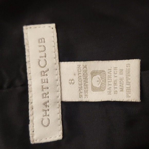 CHARTER CLUB Black and White Small Leaf Print One Buttoned Blazer - Picture 11 of 12